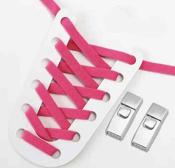 Еластичні шнурки без зав'язок з металевими застібками Яскраво-рожевий Смела