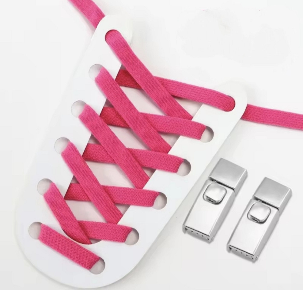 Еластичні шнурки без зав'язок з металевими застібками Яскраво-рожевий Смела - изображение 1