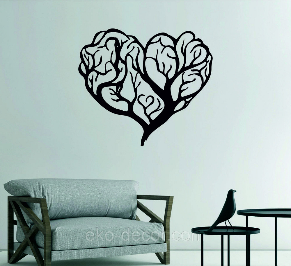 Декоративное настенное Панно «Дерево сердце» Декор на стену 70*61 см, Черный Киев - изображение 3