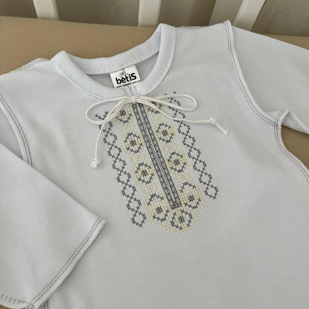 Костюм для хрещення "Український" хлопчик інтерлок зріст 86 см (12 – 18 місяців) Betis Білий з сірим Кривий Ріг - фото 2
