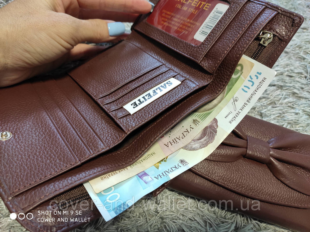 Женский кожаный компактный кошелек с бантом Salfeite Киев - изображение 6