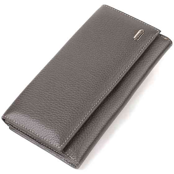 Містке жіноче портмоне з натуральної шкіри флотар CANPELLINI 21851 Сіре Київ