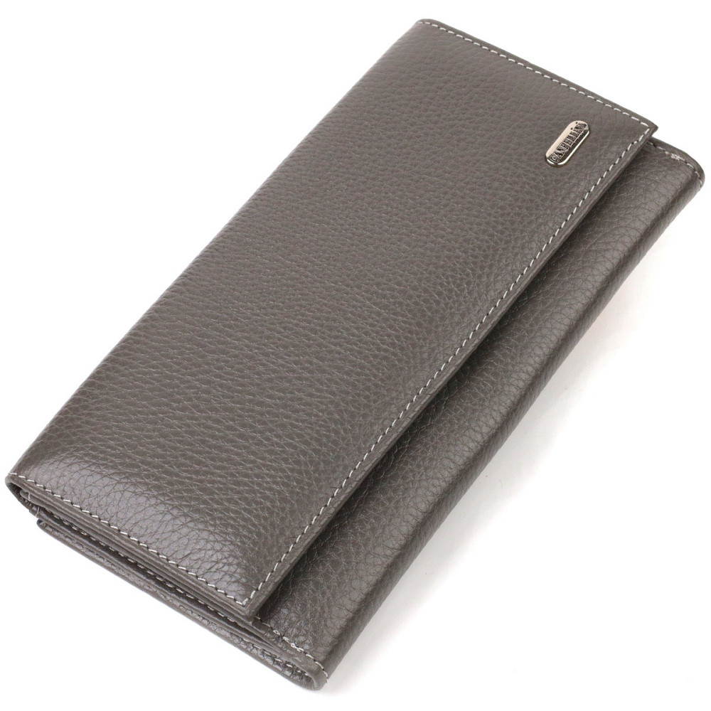 Містке жіноче портмоне з натуральної шкіри флотар CANPELLINI 21851 Сіре Київ - фото 1