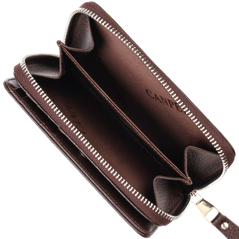 Практичное женское портмоне среднего размера из натуральной кожи Коричневое (CANPELLINI) Киев - изображение 10