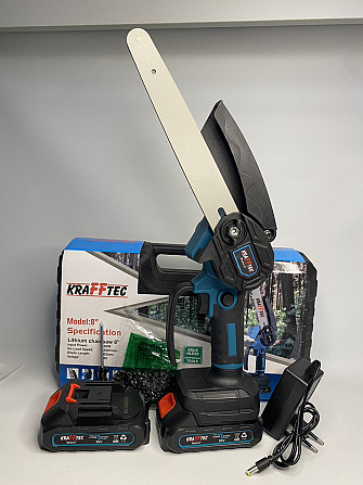 Пила з 2 акумуляторами 36V Для саду, городу ланцюгова міні, CHAIN SAW 8" KRAFFTEC Київ - фото 2