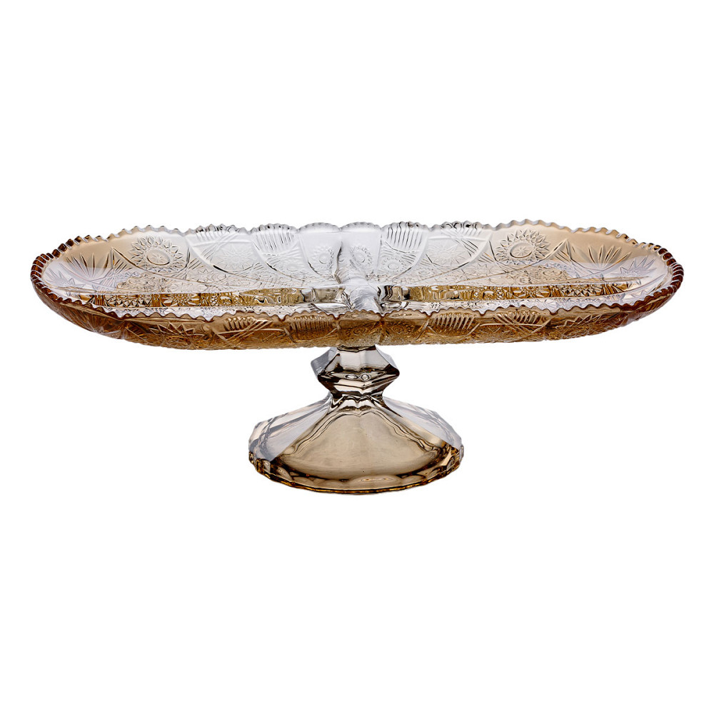 Yiwu Фруктовниця скляна на ніжці 33.5х15х10.5 см овальна ваза для фруктів HP-YH-84 Київ - фото 1