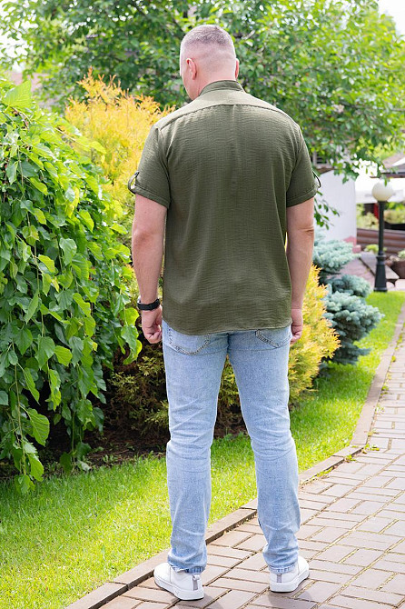 Сорочка чоловіча, короткий рукав, льон, топ Крохатушка одяг Київ - фото 2