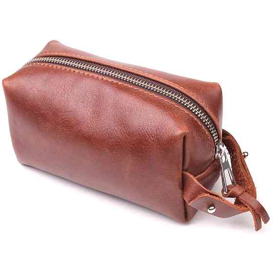 Косметичка невеликого розміру з гладкої шкіри на блискавці Серце (GRANDE PELLE) Київ