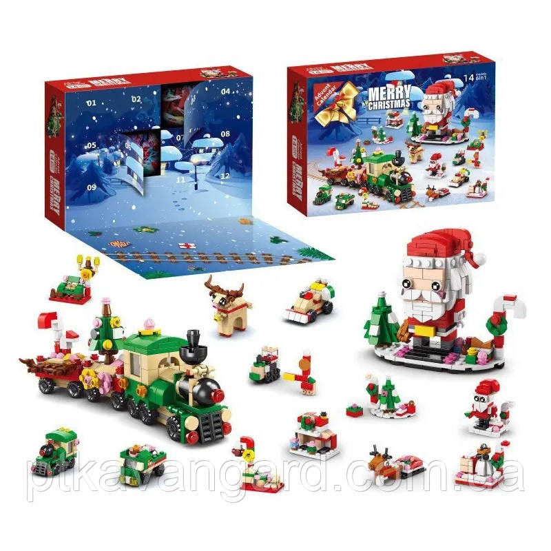 Новорічний адвент календар конструктор різдвяний Санта та поїзд 578 деталей, 6в1, 12 вікон 8972-1 Хмельницький - фото 5