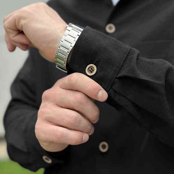 Чоловіча чорна сорочка з довгим рукавом Pobedov Founder Київ