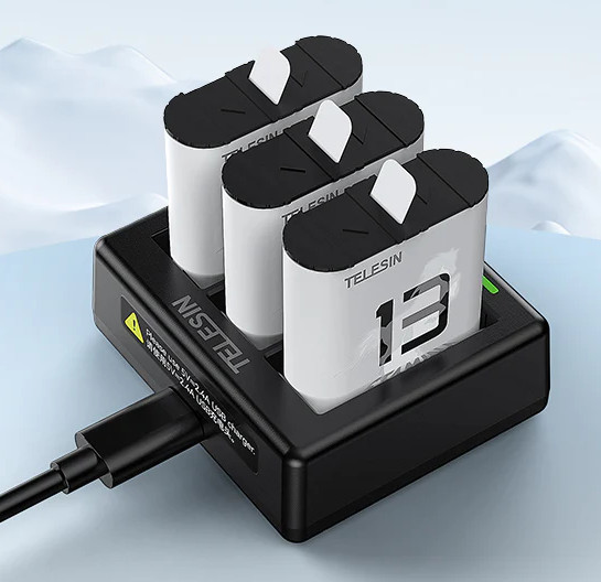 Зарядка GoPro 13 на три акумулятори Telesin S0-BCG-12-TGP Київ - фото 4