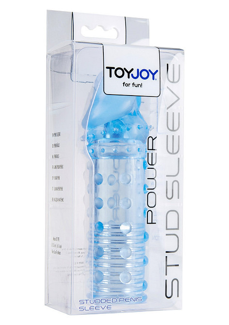 Насадка на член рельєфна Toy Joy, що подовжує, реалістична, блакитна, 15.5 х 3 см Sex Aura Київ - фото 3