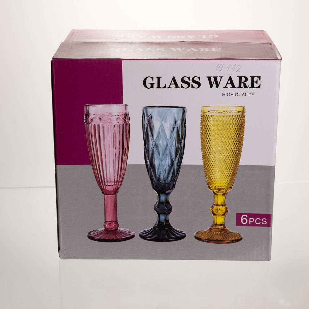 Набір келихів для шампанського 6 штук 160 мл подарункові келихи для шампанського на ніжці фужери для ігристих вин HP-19-172 Коломия - фото 4