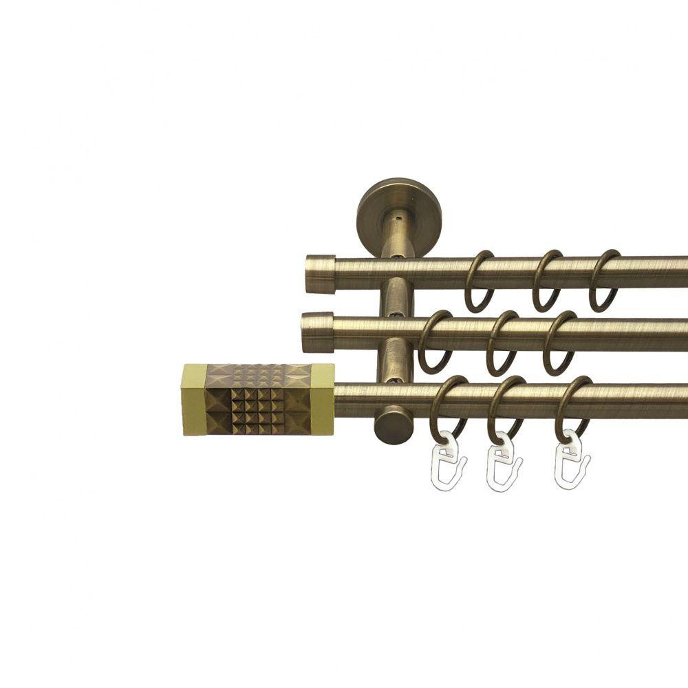 Карниз Orvit Рубікела металевий трирядний циліндр (20 см) гладка труба кільце металеве Антик 16\16\16 мм 240 см (00-00015783) Львів - фото 1