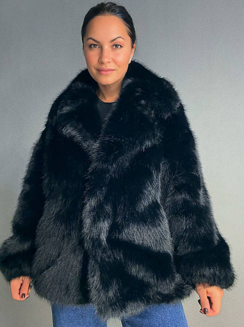 Шуба жіноча Fancy Matinee 5902 оверсайз з кишенями чорна, чорний, M Київ - фото 6