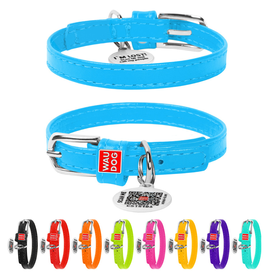 Нашийник для собак шкіряний WAUDOG Glamour з QR паспортом, без прикрас, XXS, Ш 9 мм, Дов 18-21 Коломыя - изображение 1