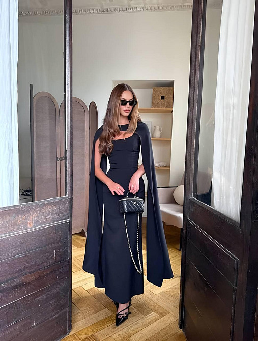 Жіночий елегантний романтичний комплект плаття + накидка костюмка Чорний, 42/44 Одеса - фото 1