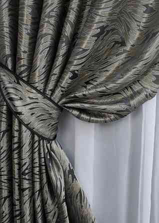 Комплект готовых штор VR-Textil Жаккард Magic № 1611ш Графитовый с бежевым 145х270 см 2 шт (33-0462) Киев