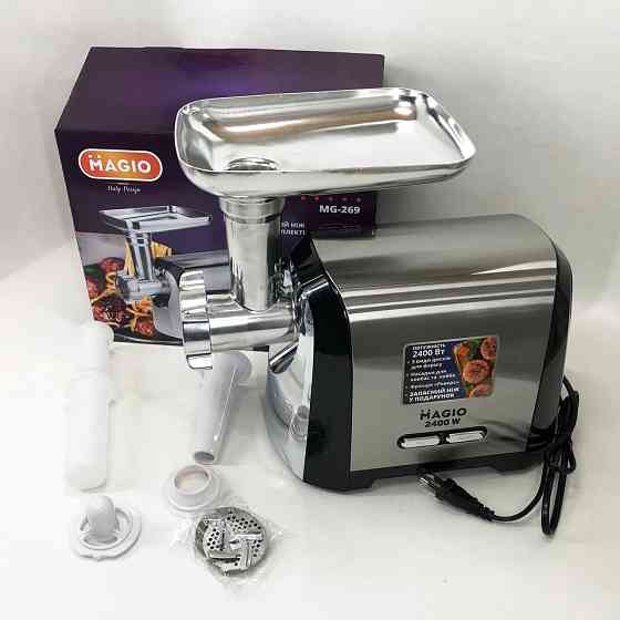 М'ясорубка-соковижималка Magio MG-269 2400 W, М'ясорубки для ресторанів, Бытовая мясорубка WL-387 с насадками Київ