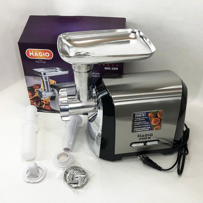 М'ясорубка-соковижималка Magio MG-269 2400 W, М'ясорубки для ресторанів, Бытовая мясорубка WL-387 с насадками Київ - фото 4
