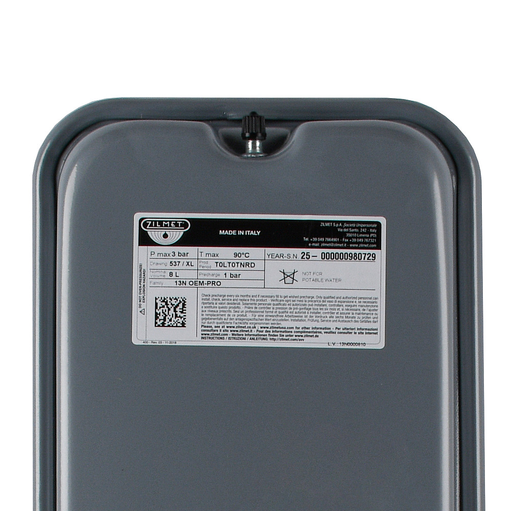 Бак Zilmet oem-pro для монтажу в котли  Арт. 537 8л 3/8″ 3bar прямокутний (13N0000810 ) Тернопіль - фото 2