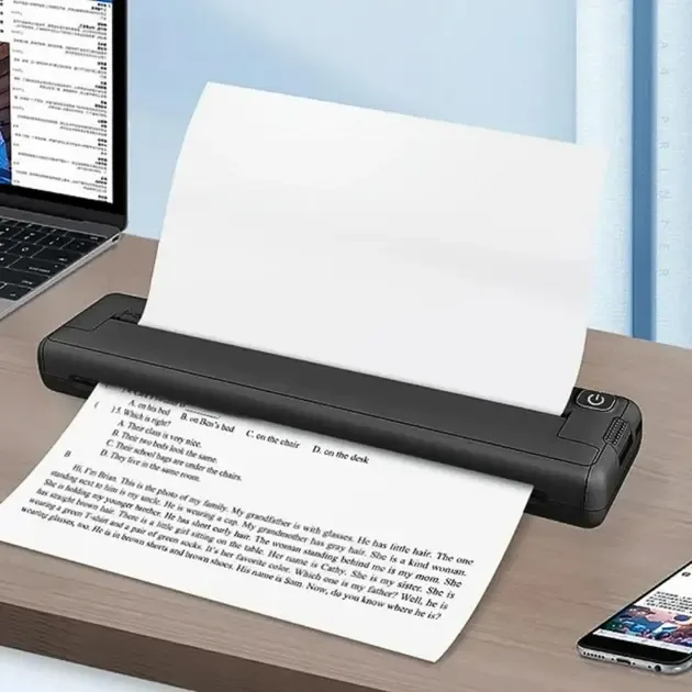 Портативный аккумуляторный термопринтер M15 для печати на термобумаге А4, беспроводной, Bluetooth/USB, черный Коломия - фото 6