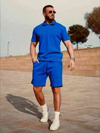 Чоловічий стильний повсякденний літній костюм трикотаж двонитка Електрик, 50/52 Одеса