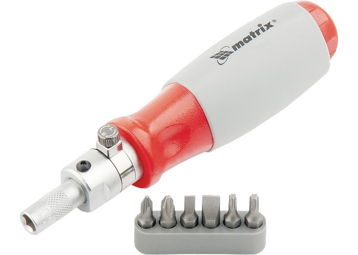 Отвертка реверсивная, силовой элемент под ключ, набор бит, CrV, 6 шт. MATRIX Полтава - изображение 1