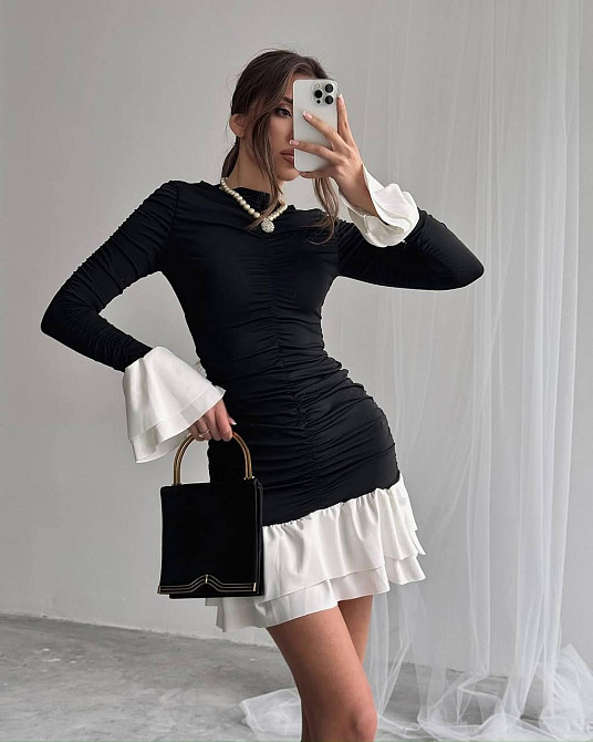 Жіноча стильна мінісукня масло + шифонові вставки 44/46 Одеса - фото 1