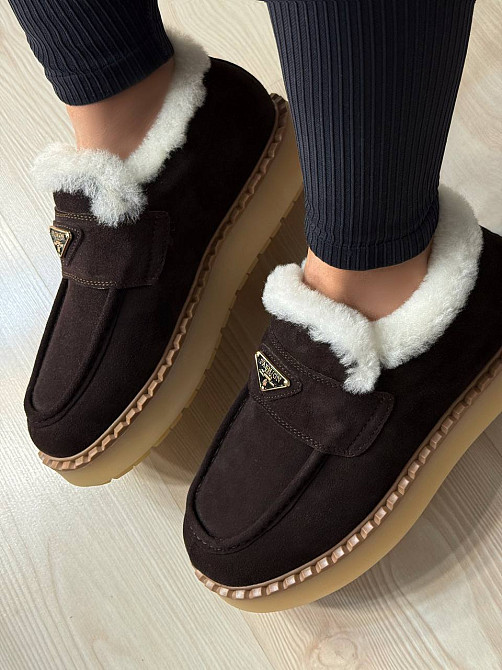 Ботинки женские Hengji 69-6 лоферы замшевые на меху коричневые, 36, 23 см Киев - изображение 15