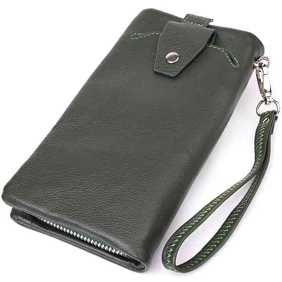 Стильний гаманець для жінок з відділенням під телефон ST Leather 23103 Зелений Київ