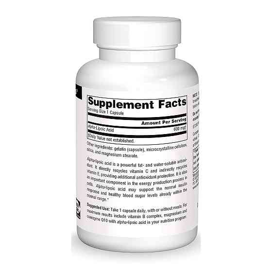 Альфа липоевая кислота Source Naturals Alpha Lipoic Acid 600mg 30 капс Киев