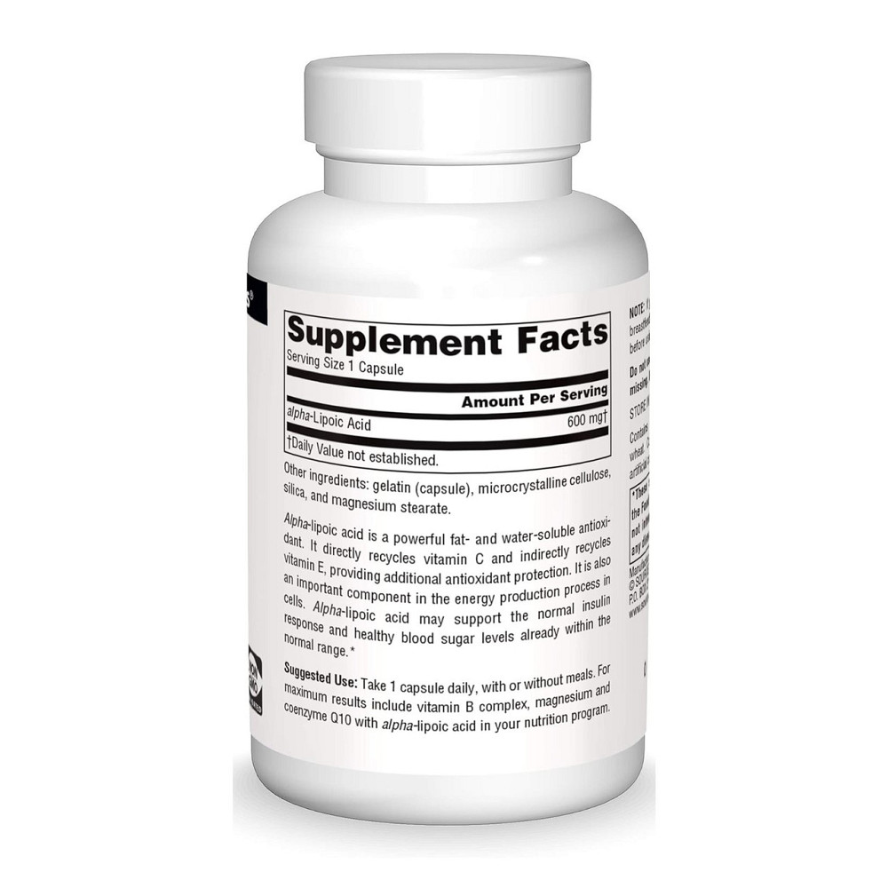 Альфа липоевая кислота Source Naturals Alpha Lipoic Acid 600mg 30 капс Киев - изображение 2