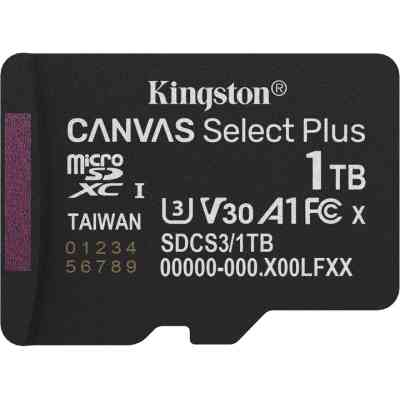 Карта пам&apos;яті Kingston 1TB microSDXC class 10 UHS-I U3 V30 A1 Canvas Select Plus (SDCS3/1TBSP) Вінниця