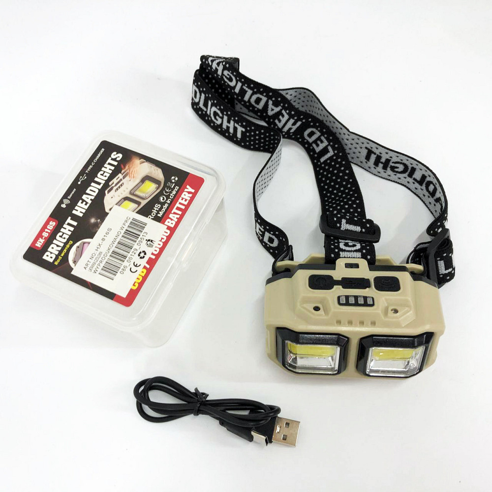 Мощный налобный фонарь для рыбалки HX-816S 2COB(white+red), Фонарик на голову с зарядкой LJ-73 Киев - изображение 4