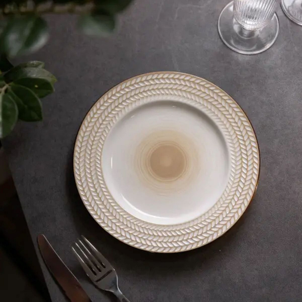 Тарілка десертна кругла 20.5 см плоска порцелянова HP23390 Коломия - фото 3