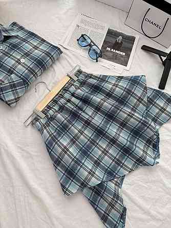 Женский стильный оверсайз костюм в фланель клеточку. Одесса