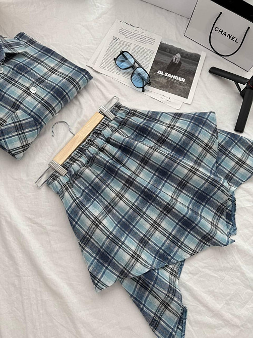 Женский стильный оверсайз костюм в фланель клеточку. Одесса - изображение 4