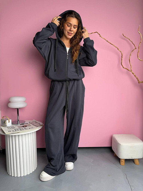 Женский стильный повседневный костюм двойка из качественной трехнитки диагональ Одесса - изображение 3