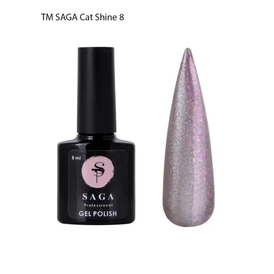 Гель лак кошачий глаз хрустальная кошка №8 Saga Cat Shine Silver 8ml Киев