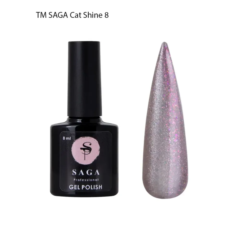 Гель лак кошачий глаз хрустальная кошка №8 Saga Cat Shine Silver 8ml Киев - изображение 1