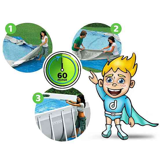 Бассейн каркасный овальный 21в1 INTEX 26796, 503 x 274 x 122 см, серый Киев