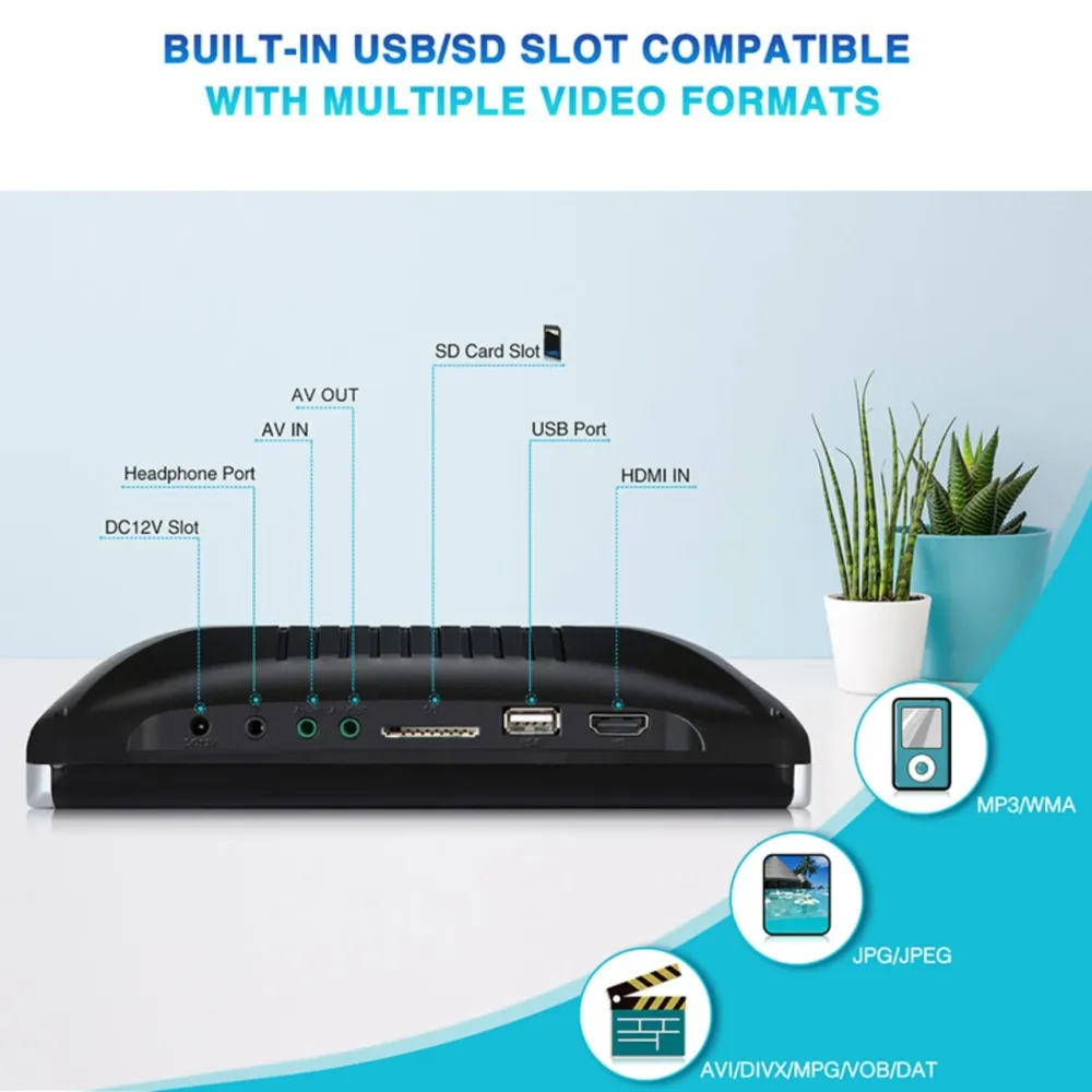 Naviskauto BR1259B 12-дюймів автомобільний DVD-програвач із HDMI, навушниками та монтажним кронштейном синхронізація екрана Дніпро - фото 5