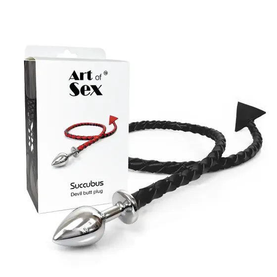 Металева анальна пробка S з диявольським хвостом Art of Sex - Succubus, екошкіра, чорний Львів