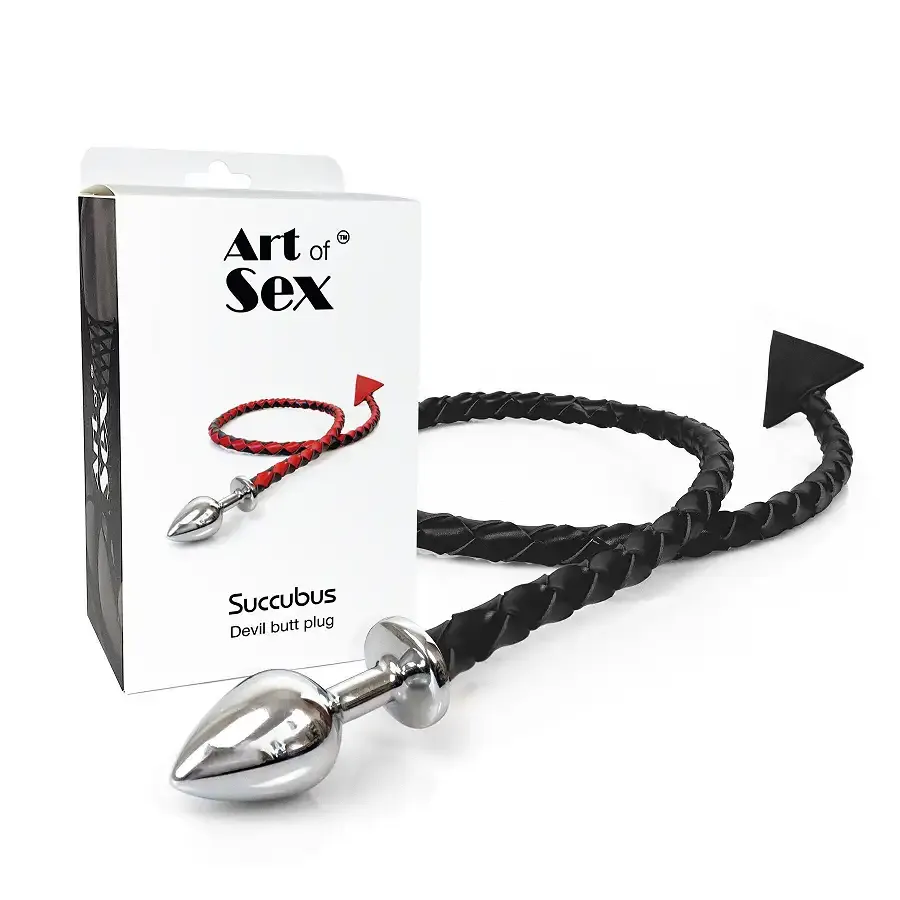 Металева анальна пробка S з диявольським хвостом Art of Sex - Succubus, екошкіра, чорний Львів - фото 5