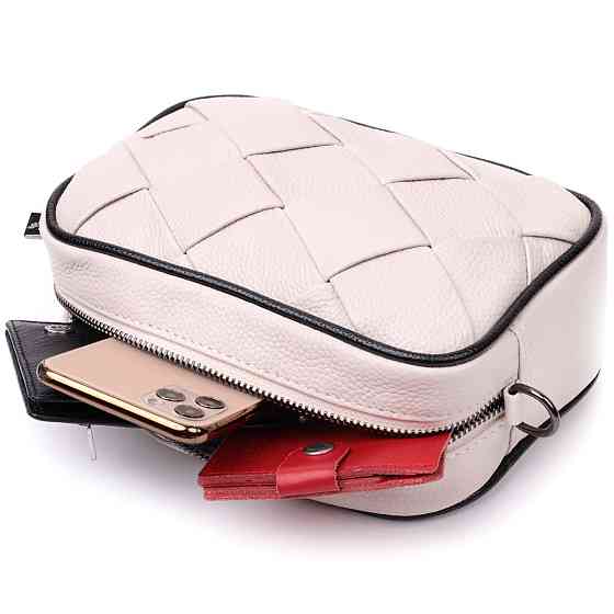 Стильна жіноча сумка з палітуркою з натуральної шкіри Vintage 22407 Біла Київ