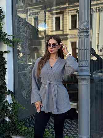 Жіночий теплий модний кардиган альпака Сірий, 46/48 Одеса