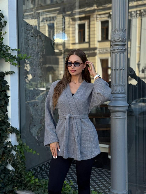 Жіночий теплий модний кардиган альпака Сірий, 46/48 Одеса - фото 2