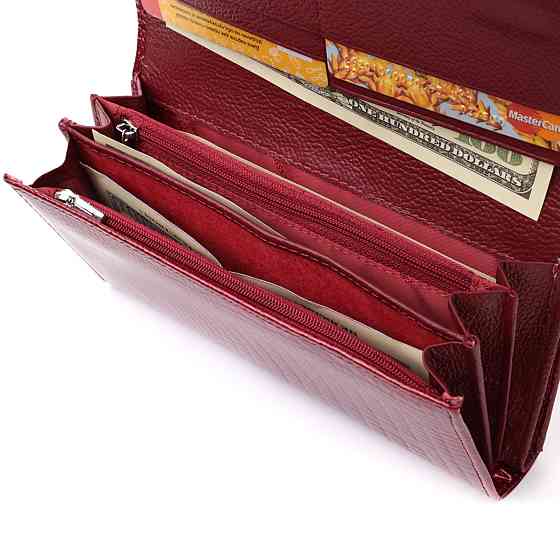 Шкіряний лакований гаманець з блоком для кредитних карток ST Leather 22682 Червоний Київ