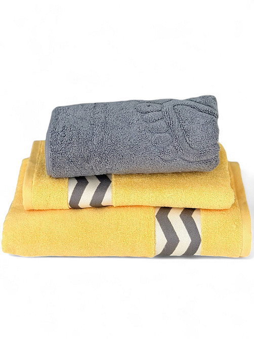 Комплект махровых полотенец с дизайном + коврик для ног Ideal Textile Жовтий Черновцы - изображение 1